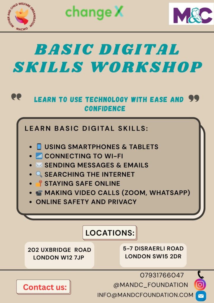 basic digital skills workshop at m and c foundation